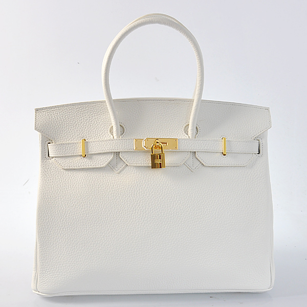 H35LPWG Hermes Birkin 35CM pelle clemence in bianco puro con G